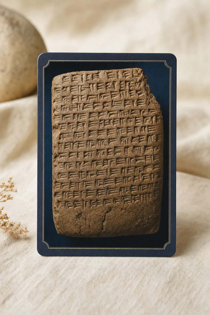Collectible cuneiform tablet artifact card